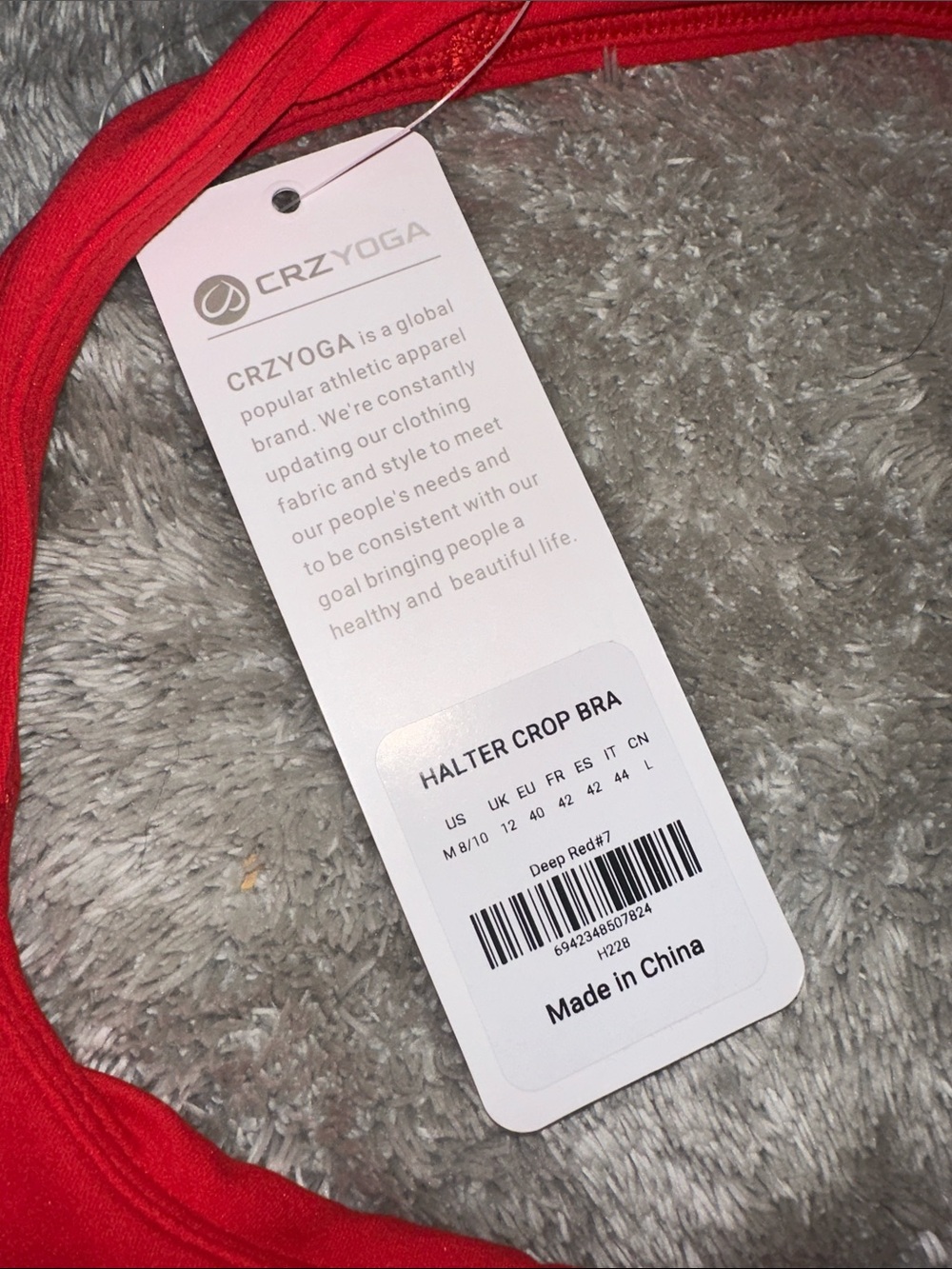 CRZ YOGA Deep Red Halter Crop Bra Medium - Picture 2 of 4